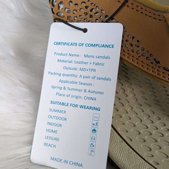 Watelves waterproof sandals, flip flops, men's size 43EU, 10US, tan - Picture 5 of 10